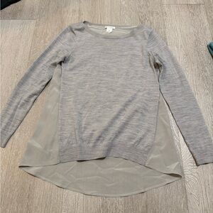 Club Monaco Light Gray Knit Top with Sheer Back